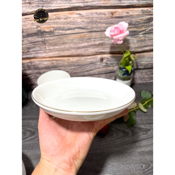 Đĩa trắng viền vàng 12k cao cấp Minh Châu