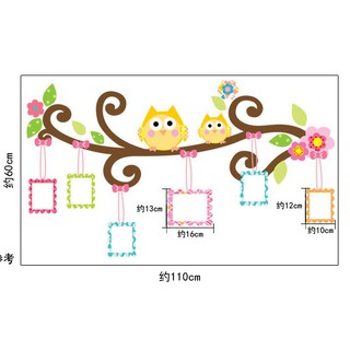 decal dán tường khung ảnh cú mèo