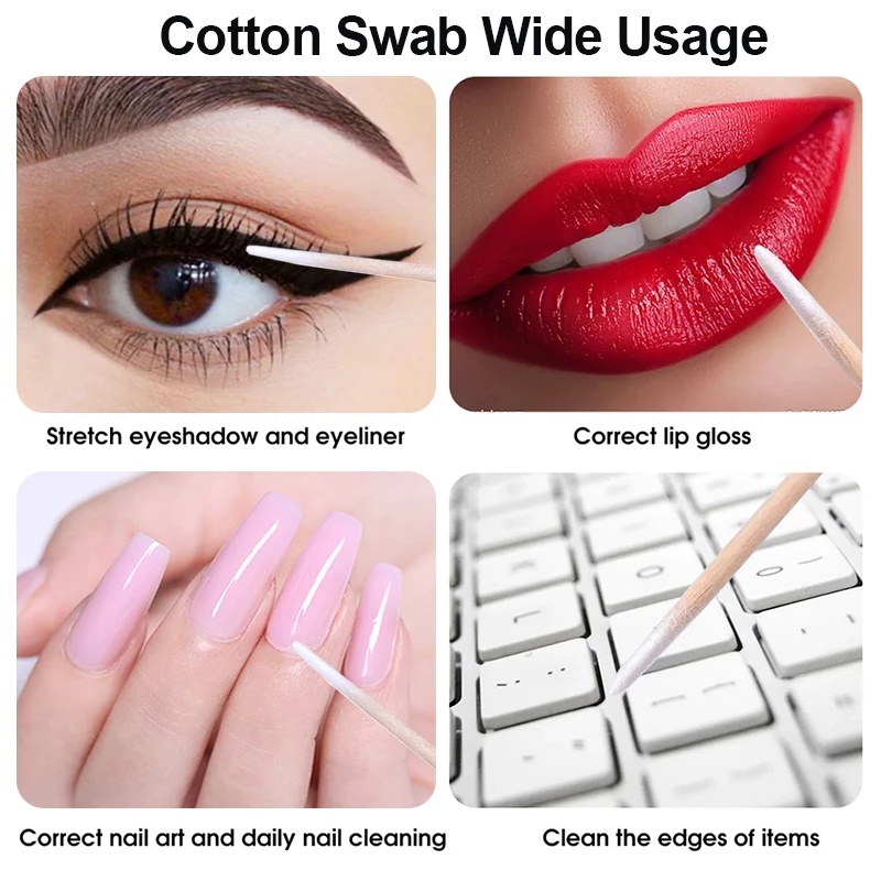 Set 100/500 Tăm Bông Cotton Trang Điểm Mắt Dùng Một Lần Tiện Lợi