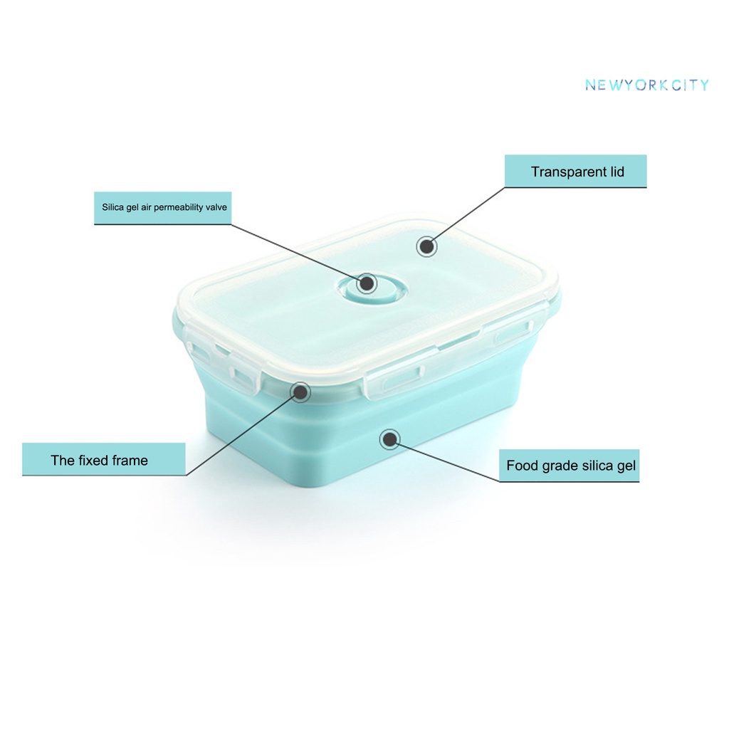 Hộp Đựng Cơm Trưa NYC Bằng Silicone Cấp Thực Phẩm Xếp Gọn Sức Chứa Lớn