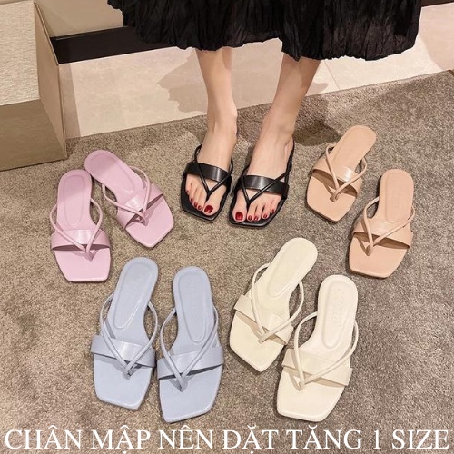 dép nữ đế bằng minhtuyetshoes quai ngang kiểu kẹp ngón mẫu mới sandal xỏ đi biển,đi chơi,