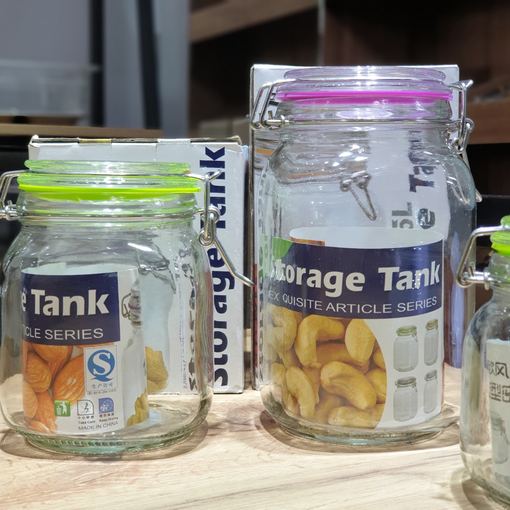 Hũ thuỷ tinh tròn 750ml 1000ml 1500ml nắp cài gọng thép | Đựng thực phẩm, gia vị