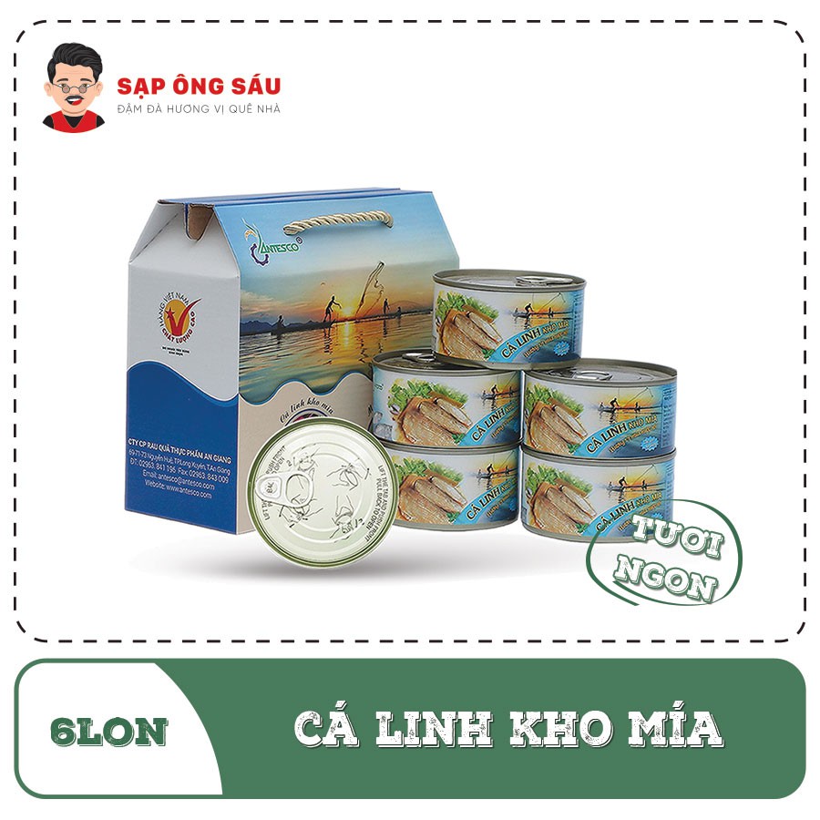 Cá linh kho mía Antesco - thùng 6 lon