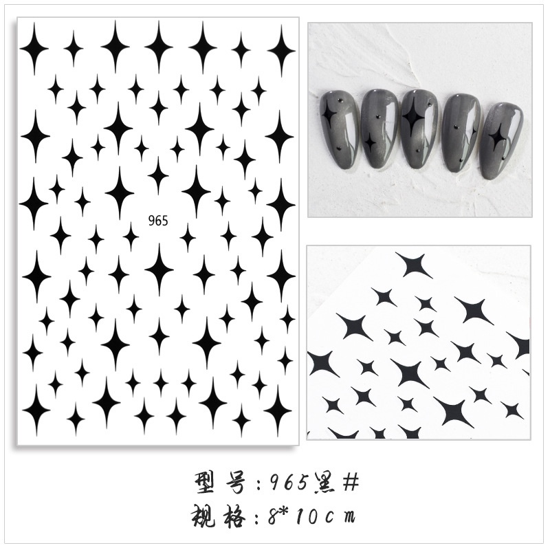 Miếng Dán Móng Tay 3D Màu Vàng/Bạc/Đen/Trắng