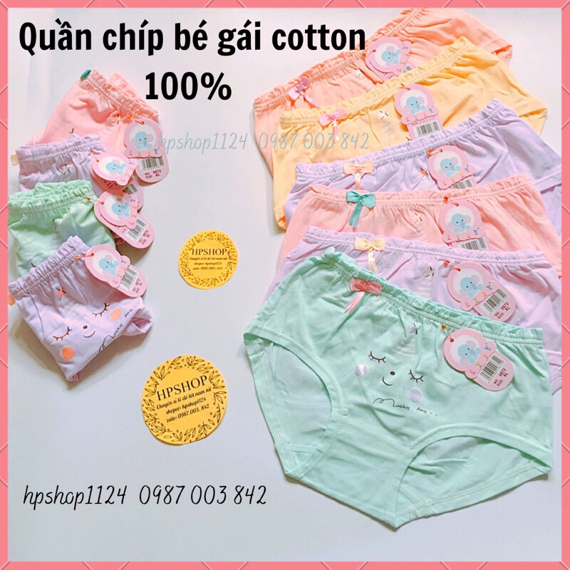 Quần chíp bé gái cotton 100%, co giãn đàn hồi tốt, thông thoáng thấm hút mồ hôi TE01