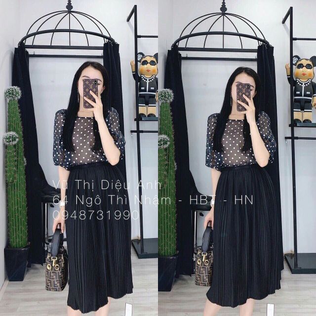 Chân váy dập li hàng Quảng Châu