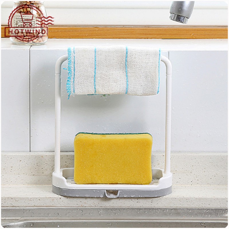 Giá nhựa để mút xốp rửa chén kiêm treo khăn lau tiện dụng cho nhà bếp