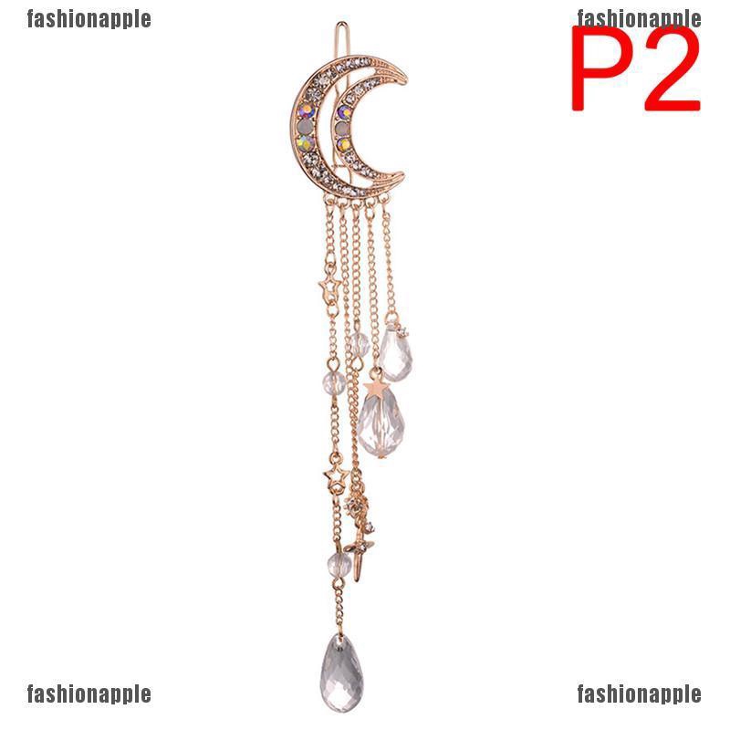 Kẹp Tóc Hình Mặt Trăng Đính Đá Thanh Lịch Cho Nữ