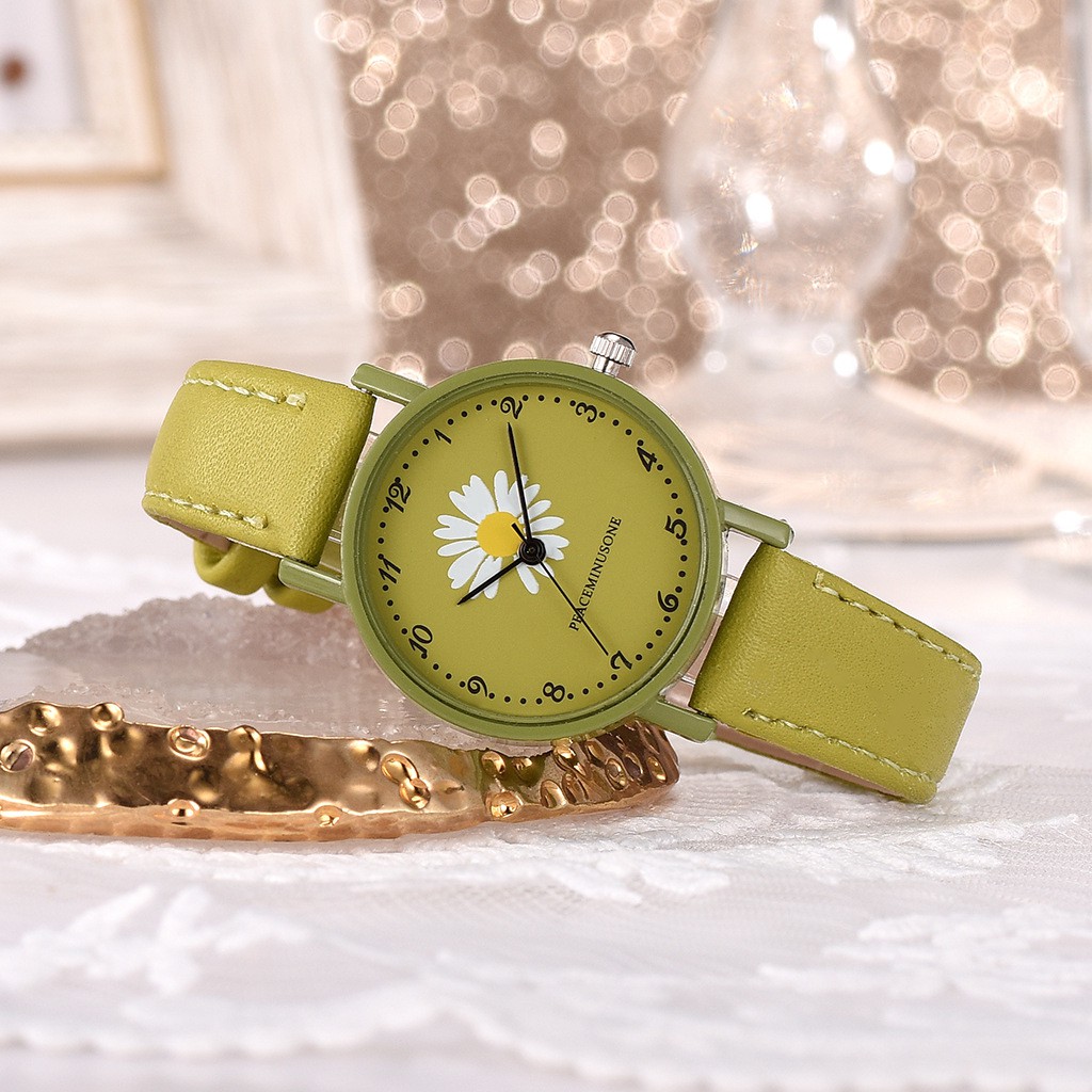 Đồng hồ thời trang nữ Mstianq MSHC03 mặt số dể dàng xem giờ, họa tiết hoa cúc cực đẹp, dây da mềm êm tay | BigBuy360 - bigbuy360.vn