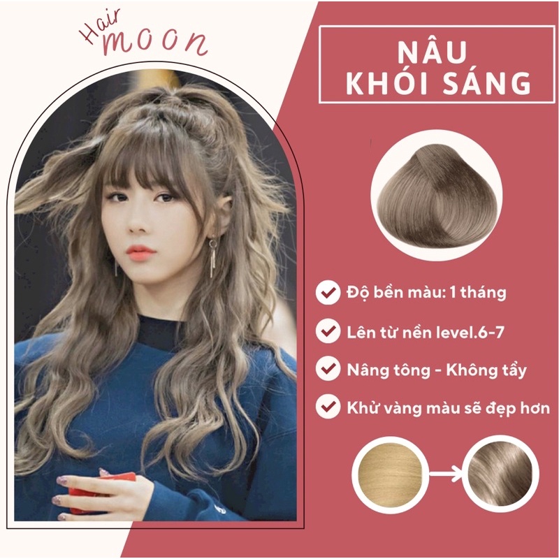 Thuốc nhuộm tóc NÂU KHÓI SÁNG | Tặng Oxy, vitaminE, bao tay, mũ trùm