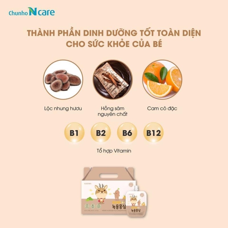 Combo 5 gói hồng sâm baby chunho bổ sung vitamin, đề kháng, cho bé cao lớn khoẻ mạnh  date mới nhất
