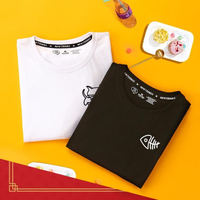 [Hàng Xịn, Gía Tốt] Áo Phông Thun Nữ Tay Ngắn Hình Icon Xương Cá Nhiều Màu - Unisex - Cotton - Mã AT017