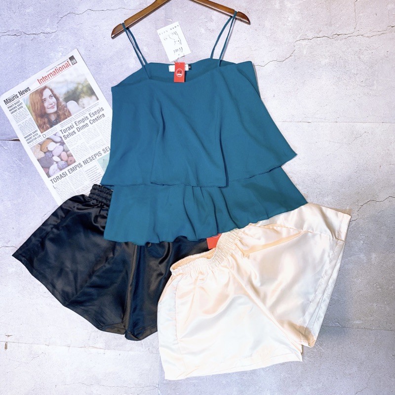 Quần Short Đùi Nữ Chất Tắc Ta Phồng Mix Áo Croptop Thun Siêu Hợp Trẻ Trung