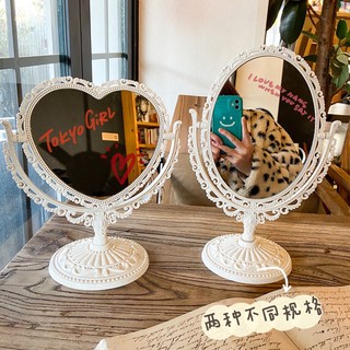 Gương Trang Điểm Để Bàn Hình Trái Tim Phong Cách Vintage Gương Make Up Mini Công Chúa