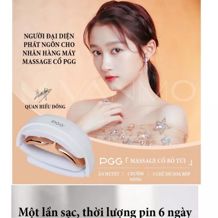 Máy massage cổ vai gáy - Máy mát xa PGG 2 điện cực làm nóng thư giãn, 5 chế độ 15 tốc độ chỉnh xung lực - BH 12 Tháng