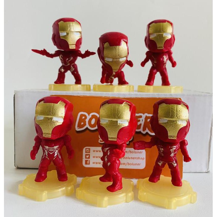 Set 6 Mô Hình Nhân Vật Iron Man Chibi Trang Trí Bánh Kem