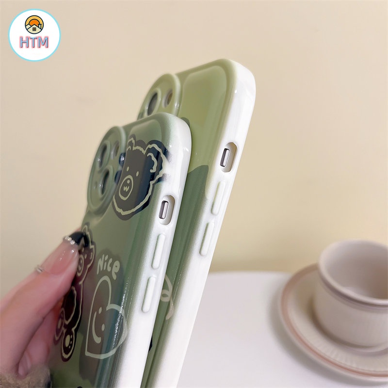 Ốp Điện Thoại TPU Dẻo In Hình Gấu Xanh Hoạt Hình Có Lỗ Tròn Cho iPhone 14 13 12 Pro Max 11 14 Pro XS Max X XR 7 8 Plus