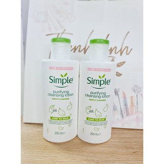 Sữa tẩy trang Simple Kind to Skin Purifying Cleansing Lotion, làm sạch và giúp làn da mềm mịn 200ml