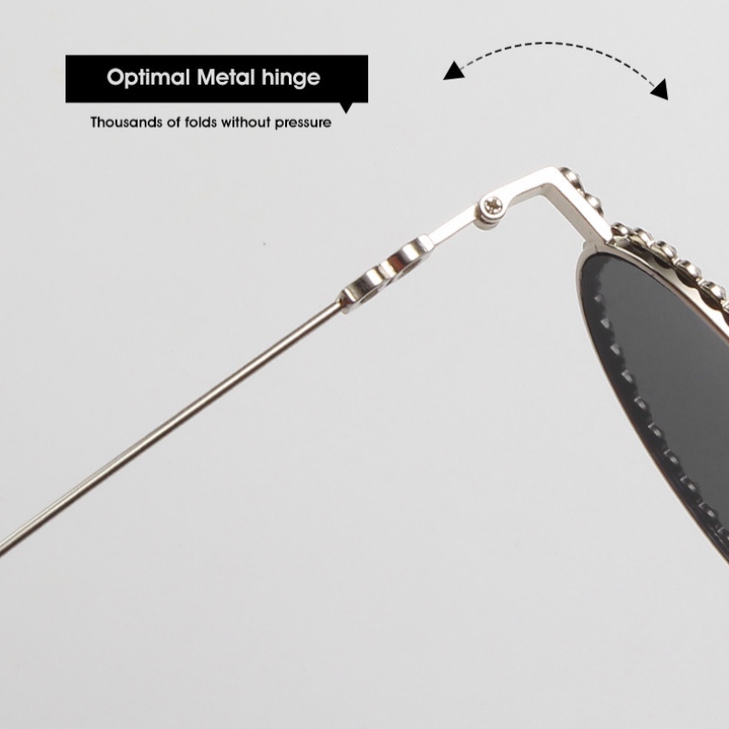 Kính Mát Gọng Oval Kim Loại Đính Đá Thời Trang Cho Nữ