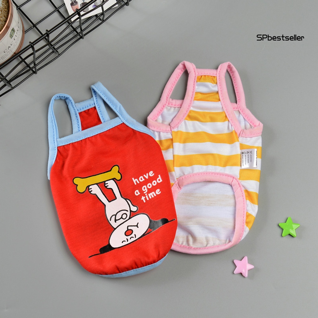 Áo Hai Dây Cotton In Họa Tiết Hoạt Hình Thời Trang Mùa Hè Cho Thú Cưng