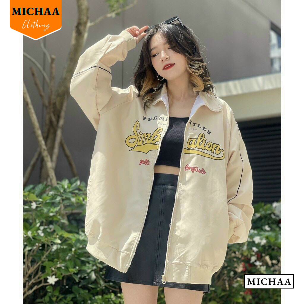 Áo Khoác Bomber Dù SIMBALION Nam Nữ Ulzzang Unisex Kiểu Bóng Chày Form Rộng 2 Lớp - MICHAA