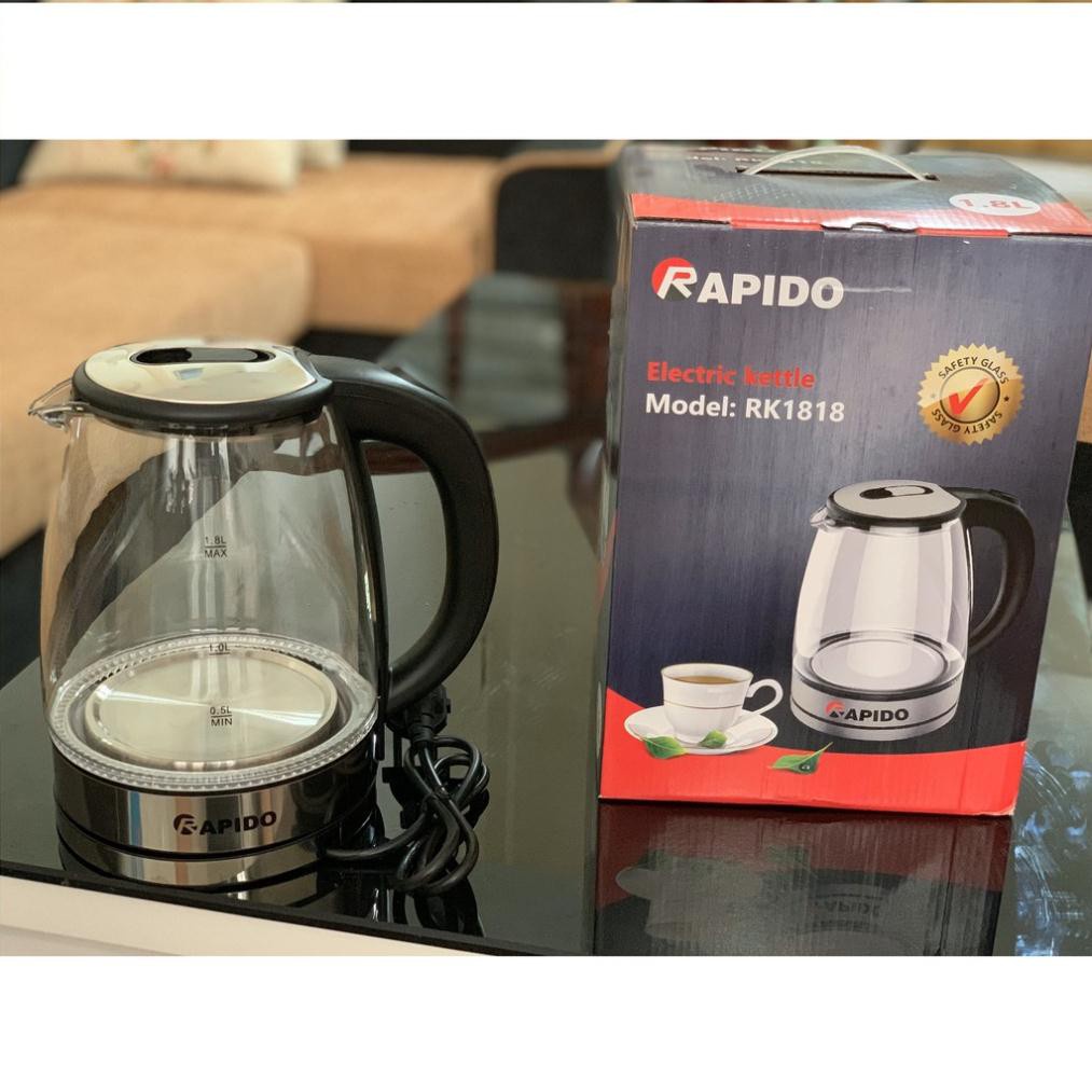 Ấm đun siêu tốc thủy tinh Rapido RK1818 - Đun Siêu Tốc, Cao Cấp, Chịu Nhiệt - BH CHÍNH HÃNG