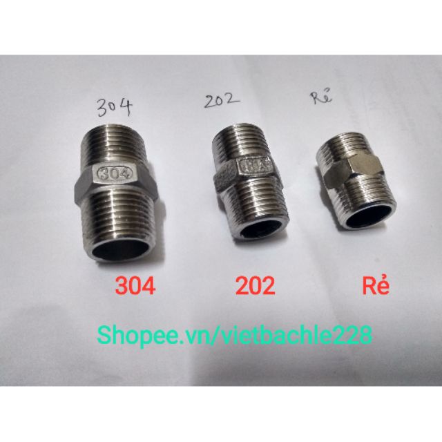 Kép Nối Dây Cấp Nước Thiết Bị Vệ Sinh 2 Đầu Ren Ngoài Inox, Ren 15, 21, 1/2.