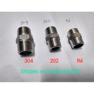 Kép Nối Dây Cấp Nước Thiết Bị Vệ Sinh 2 Đầu Ren Ngoài Inox, Ren 15, 21, 1/2.