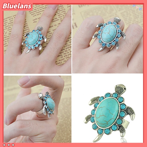 Nhẫn hợp kim hình rùa đính đá xinh xắn