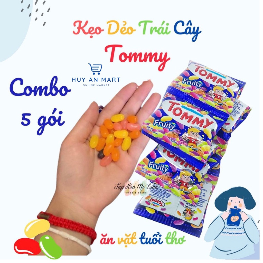 Kẹo dẻo Tommy trái cây Thái Lan gói 18g ❎ Kẹo gum trái cây các vị