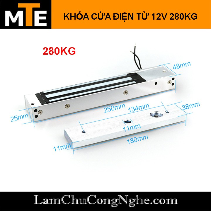 Khóa cửa điện từ 12V 180Kg và 280Kg