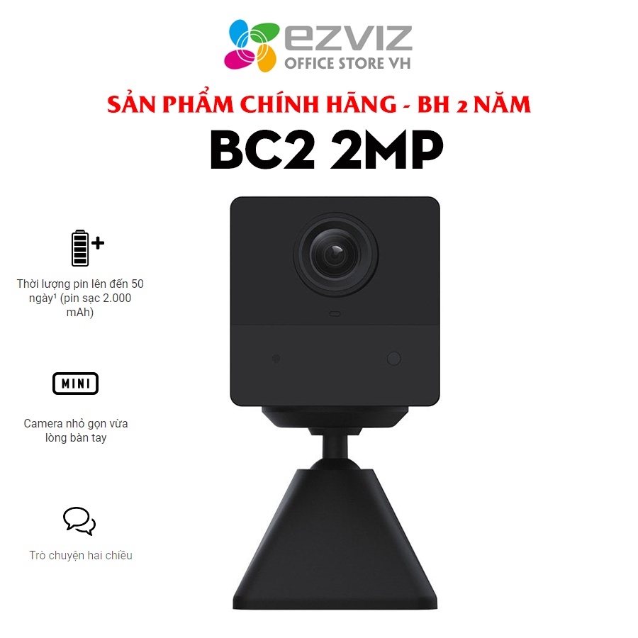 [MUA 2 TẶNG 1 QUÀ EZVIZ] Camera EZVIZ BC2 2MP camera pin dự phòng, thời lượng lên tới 50 ngày, phát hiện con người