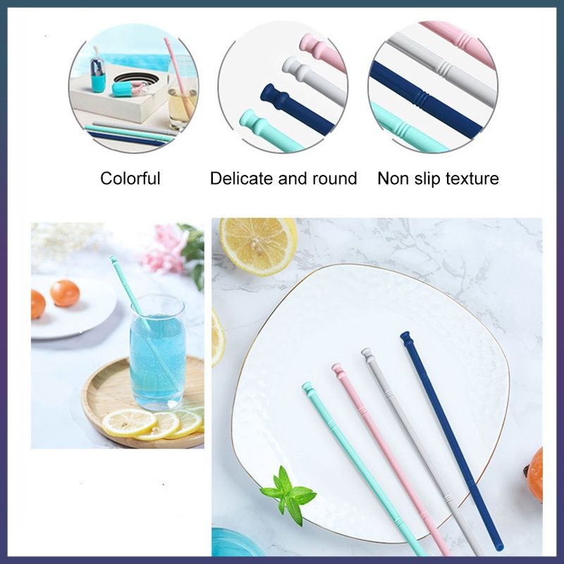 Tái sử dụng Silicone Ống Hút Thẳng Uốn Cong Uống Rơm Bar/Nhà Bếp Phụ Kiện 【Fair】