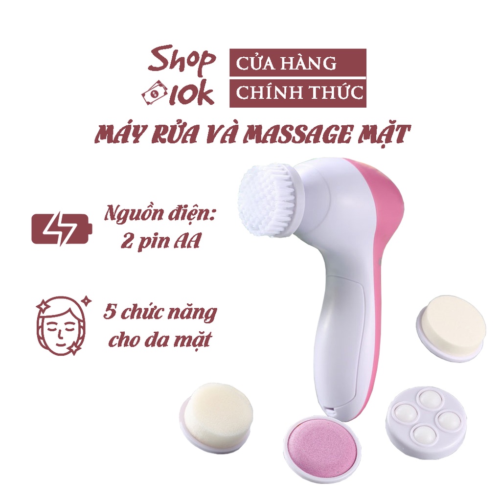 Máy rửa mặt, massage mặt kết hợp 5 tính năng chăm sóc da, sạch lỗ chân lông hết bã nhờn