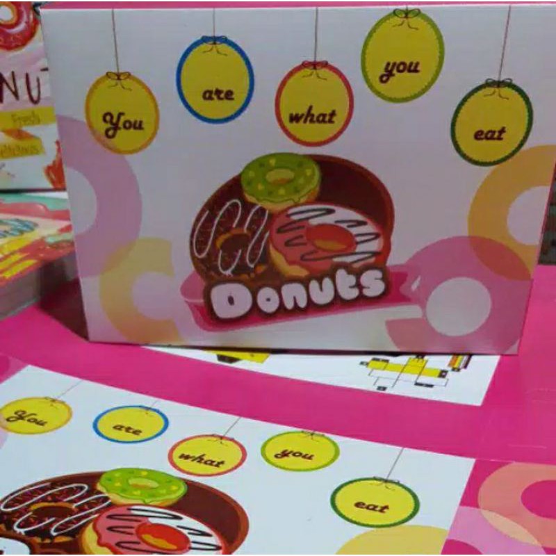 Hộp Đựng Bánh Donut / Duplex / Duplex / Donut / Bánh Donut / Hồng / Cam 27x18.5x5.5 cm