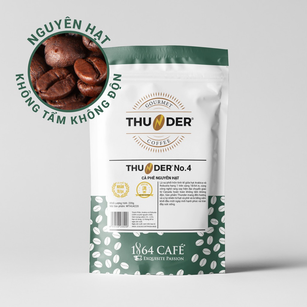Cà Phê Nguyên Hạt Hạng 1 Sàng 18/64 in Thunder No.4 Trọng lượng 220g - 1864 CAFÉ | BigBuy360 - bigbuy360.vn