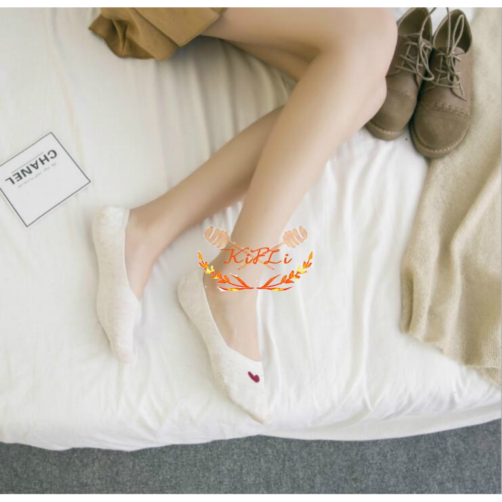 Vớ nữ hình trái tim chống trượt bằng cotton xinh xắn