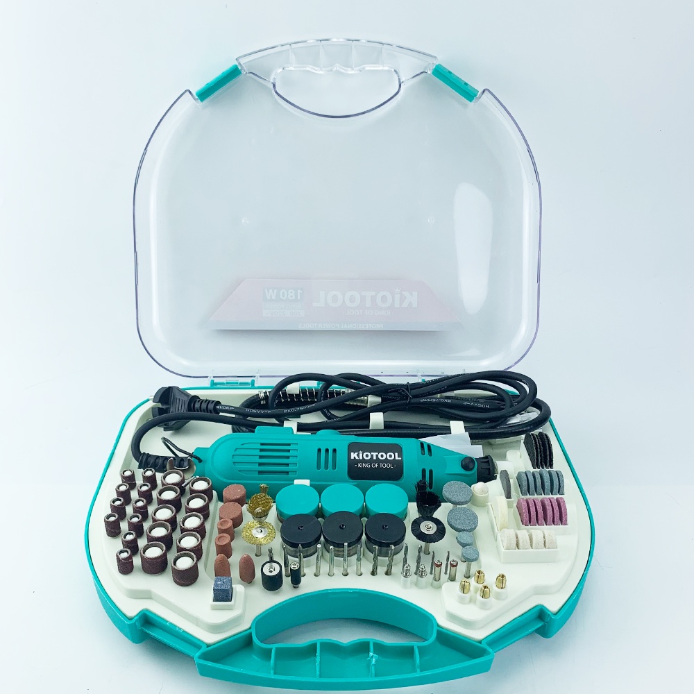 Bộ máy khoan mài khắc mini Kiotool 180w 220v 6 tốc độ có dây điều hướng