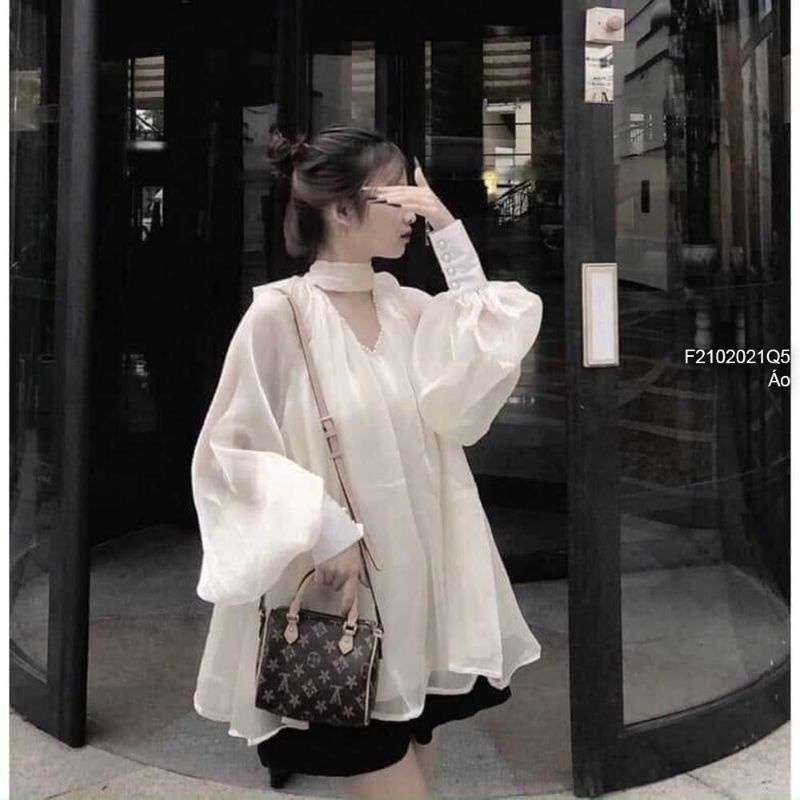 Áo nỉ thun da cá tay dài cổ tròn phối hình dễ thương 1911