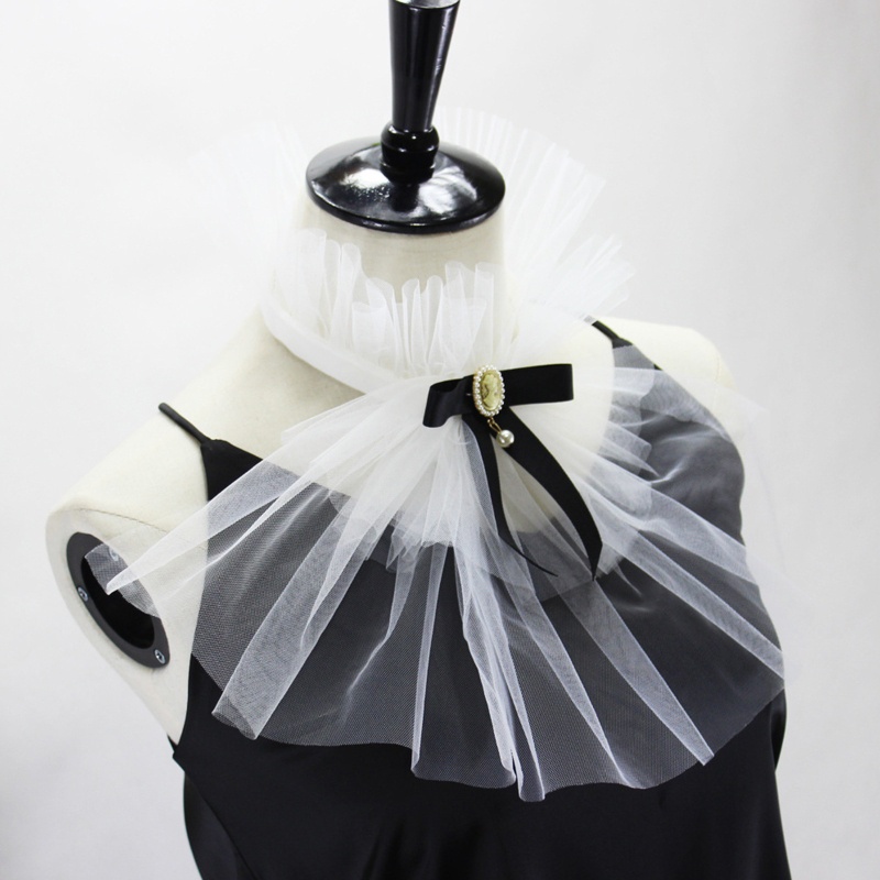 Han Victorian Áo Sơ Mi Cổ Đứng Đính Nơ Kim Cương Giả Tháo Rời Được Phong Cách Cướp Biển Victoria Cổ Điển