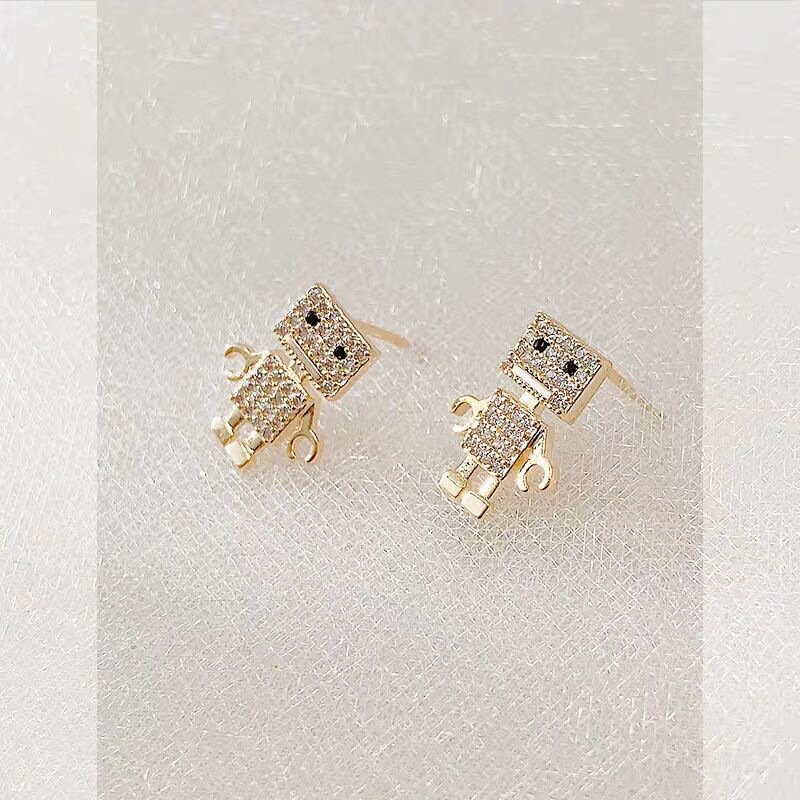 Bông Tai Hình Robot Đính Đá Đơn Giản Phong Cách Hàn Quốc 22833