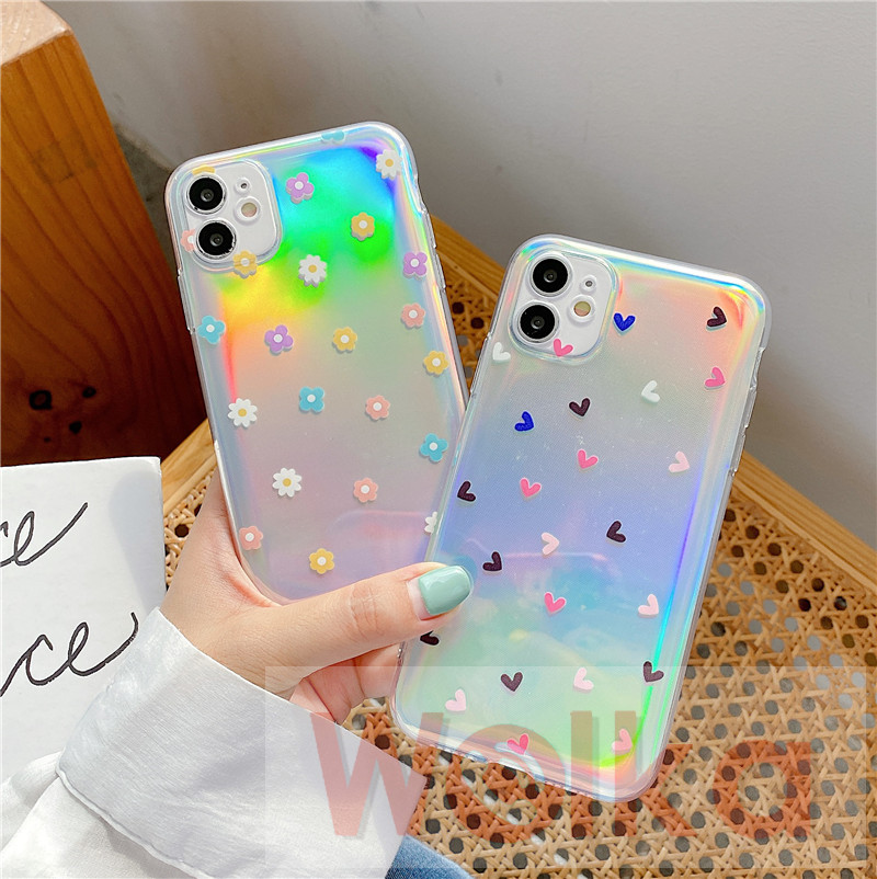 Ốp điện thoại mềm màu laser họa tiết hoa tươi sáng cho Xiaomi Redmi Note 9s 9 9Pro Redmi Note8 Redmi Note7 Redmi 6A