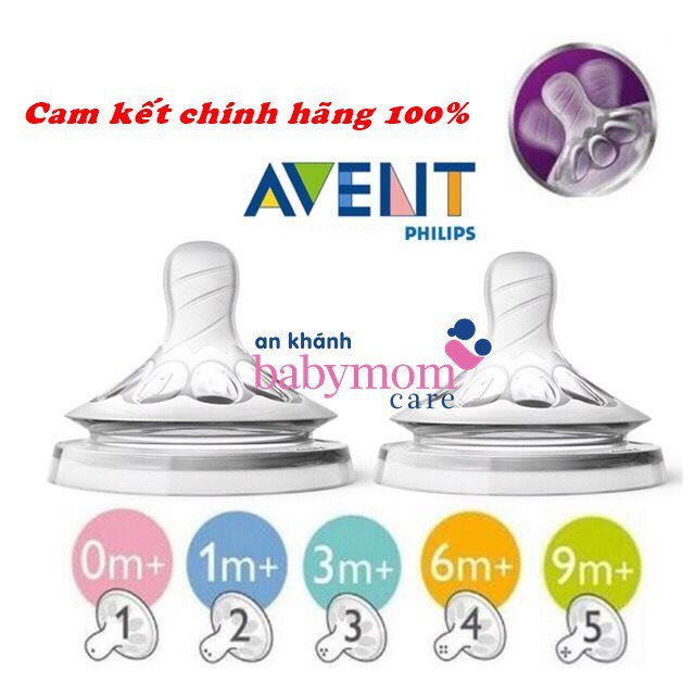 Núm ti Philips Avent Natural - [CHÍNH HÃNG] Núm Ti Philips Avent Natural Cổ Rộng -ÔI BÉ CƯNG PK.45