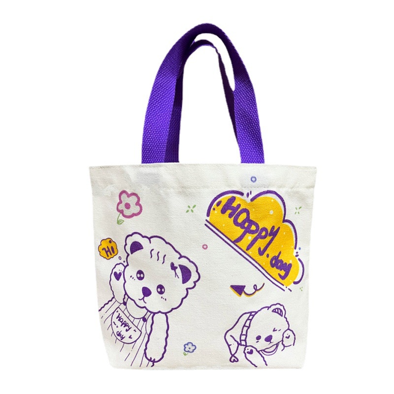 Túi Vải Canvas Vuông Nhỏ Xinh In Họa Tiết Động Vật Hoạt Hình Đáng Yêu Thời Trang 2022