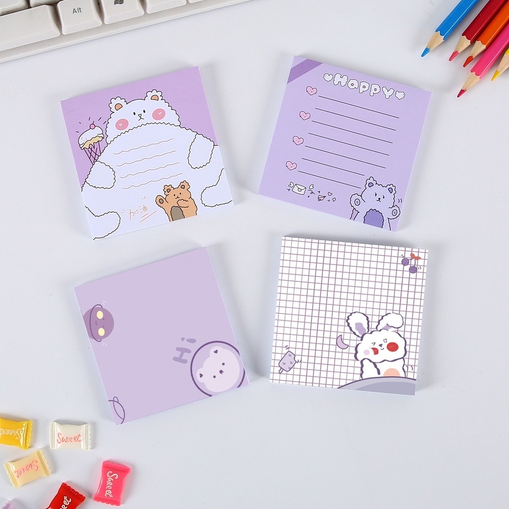 Giấy Ghi Chú Họa Tiết Gấu Hoạt Hình Dễ Thương Sáng Tạo Cho Học Sinh Note