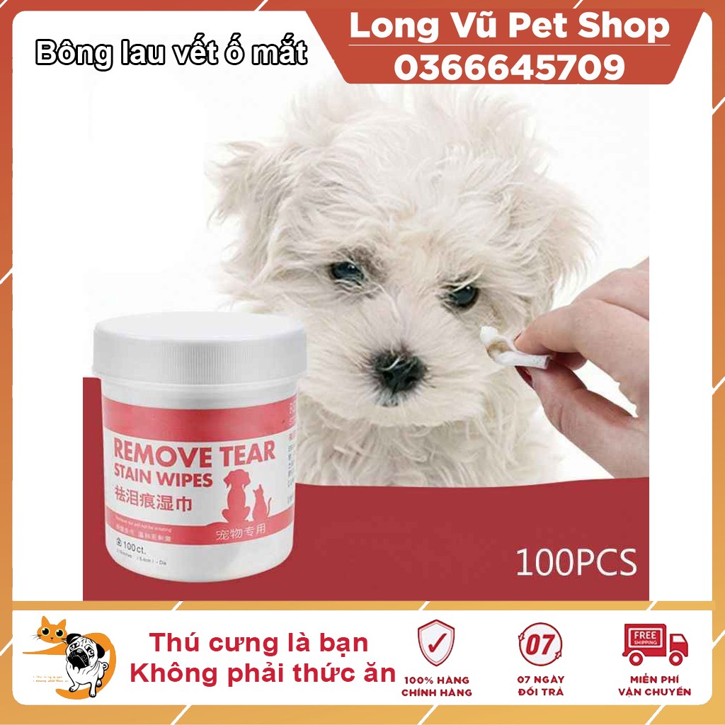 Bông lau vết ố mắt cho chó và mèo (100 miếng )