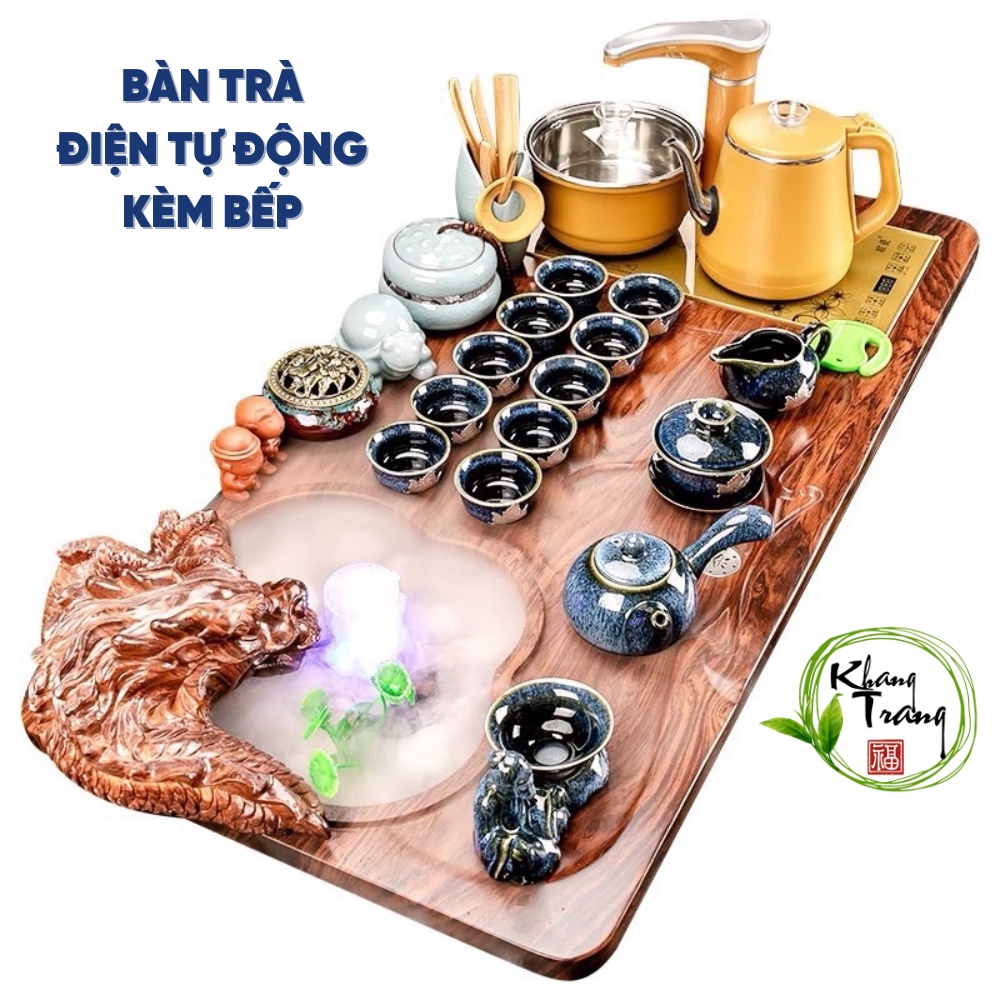 Bàn trà điện tự động ⚡ CAO CẤP ⚡ Bàn trà phong thủy kèm bếp cách nhiệt chống bỏng Kiểu dáng thanh mảnh hiện đại