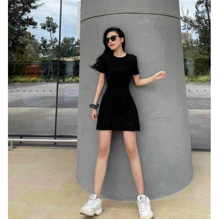 ĐẦM ĐEN THUN DÀY DÁNG XOÈ BASIC