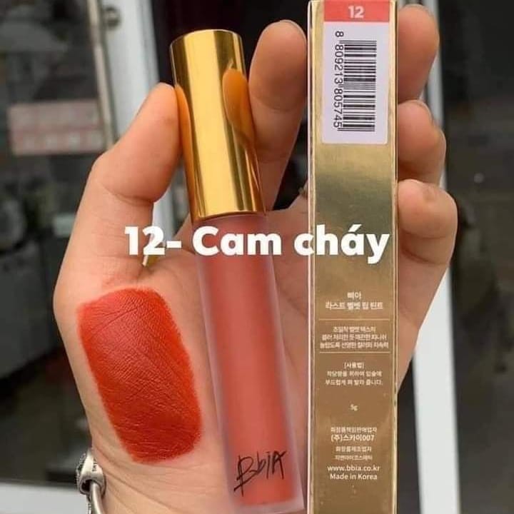 Son kem lì Bbia Last Velvet Lip Tint Màu 12 Sweet Boss (Cam cháy) Chính hãng