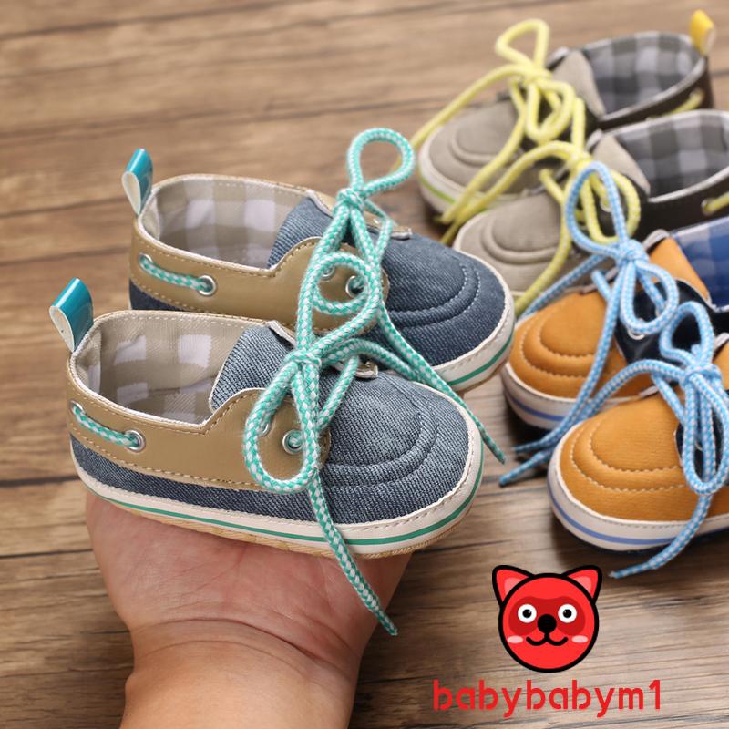 Giày Sneaker Vải Bố Đế Mềm Chống Trượt Cho Bé Từ 0-1 Tuổi